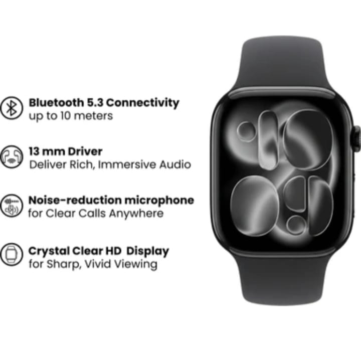 Watch X Smartwatch with 2 Interchangeable Bands, Magnetic Charger, HD Touch Display, Bluetooth Calling, Fitness & Health Tracking – Compatible with Android & iOS