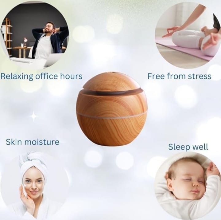 Premium Wooden Grain Essential Oil Diffuser & Cool Mist Humidifier – Ultrasonic Aroma Diffuser with LED Lights, Whisper Quiet Air Purifier for Home, Office & Bedroom