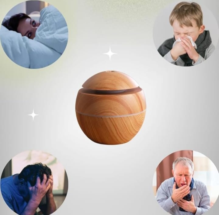 Premium Wooden Grain Essential Oil Diffuser & Cool Mist Humidifier – Ultrasonic Aroma Diffuser with LED Lights, Whisper Quiet Air Purifier for Home, Office & Bedroom