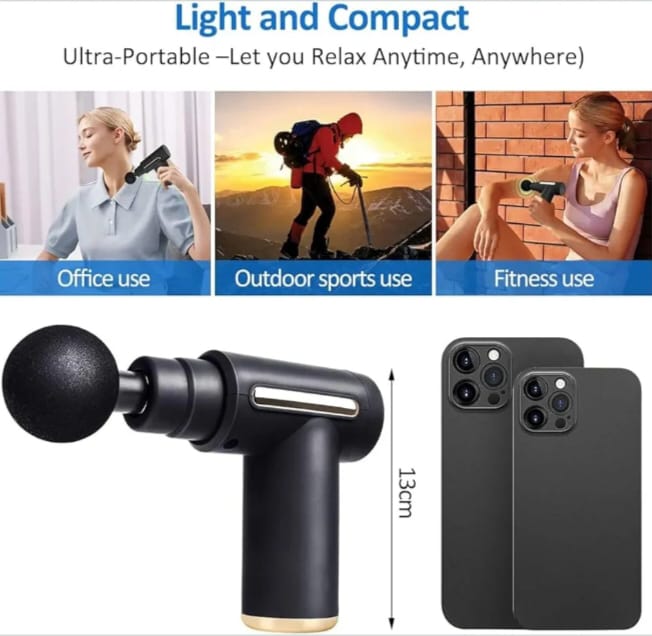 Gun Massager Machine for Pain Relief - Body, Neck, Shoulders, Back, Arms & Feet Massager- 6 Speed Settings Deep Tissue Handheld Massager for Full Body Pain Relief for Men & Women