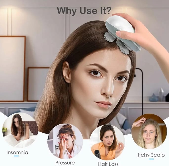 Electric Hair Massager Scalp | 96 Silicon Kneading Points with Detachable Heads | Head Massage Machine for Home