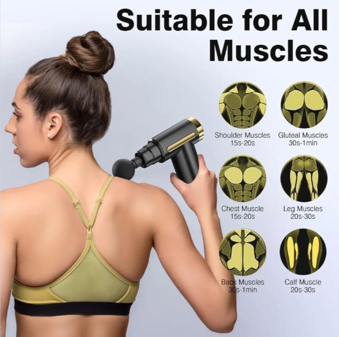 Gun Massager Machine for Pain Relief - Body, Neck, Shoulders, Back, Arms & Feet Massager- 6 Speed Settings Deep Tissue Handheld Massager for Full Body Pain Relief for Men & Women