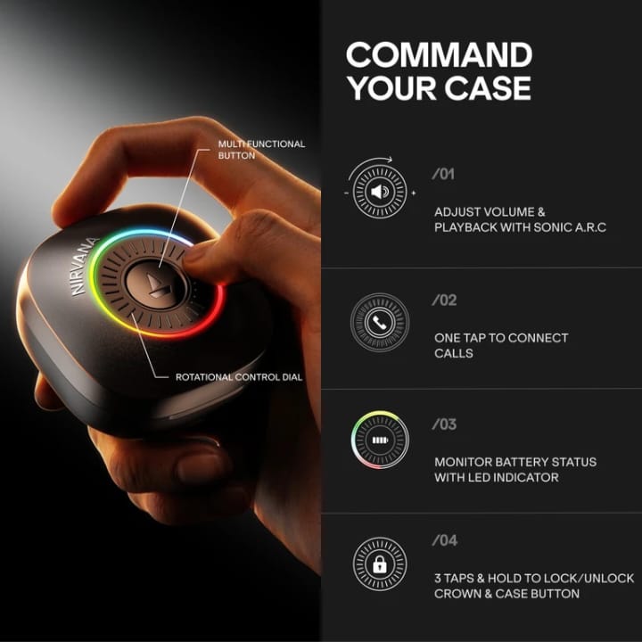 boAt 2026 Launch Nirvana Crown, SONIC ARC, LEDs, Haptic Feedback,50dB Hybrid ANC,Spatial Audio, 6 Mic ENx, App Support, v6.0 Bluetooth Earbuds, TWS Ear Buds Wireless Earphones with mic