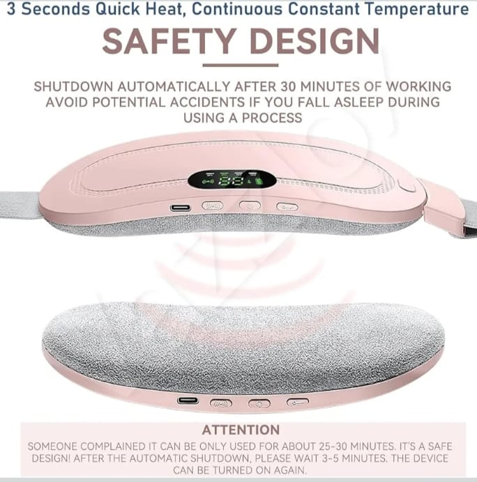 Period Cramp Relief Heating Pad Pain Device With 4 Massage Modes For Menstrual Pain And Belly Or Back Pain Relief, LED Display, Comfortable Belt,