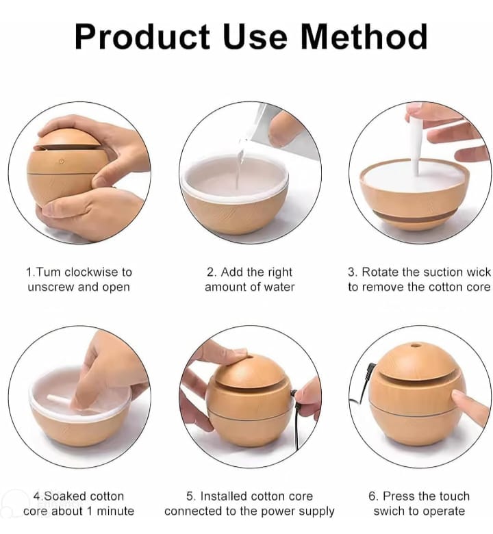 Premium Wooden Grain Essential Oil Diffuser & Cool Mist Humidifier – Ultrasonic Aroma Diffuser with LED Lights, Whisper Quiet Air Purifier for Home, Office & Bedroom