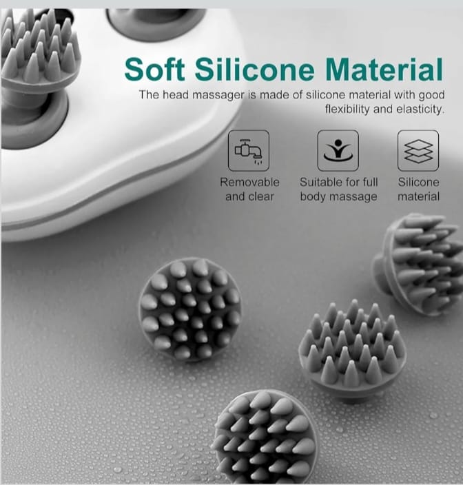 Electric Hair Massager Scalp | 96 Silicon Kneading Points with Detachable Heads | Head Massage Machine for Home