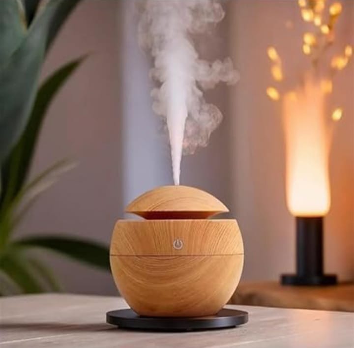 Premium Wooden Grain Essential Oil Diffuser & Cool Mist Humidifier – Ultrasonic Aroma Diffuser with LED Lights, Whisper Quiet Air Purifier for Home, Office & Bedroom