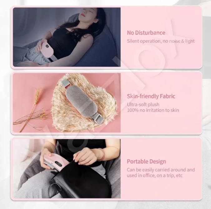 Period Cramp Relief Heating Pad Pain Device With 4 Massage Modes For Menstrual Pain And Belly Or Back Pain Relief, LED Display, Comfortable Belt,