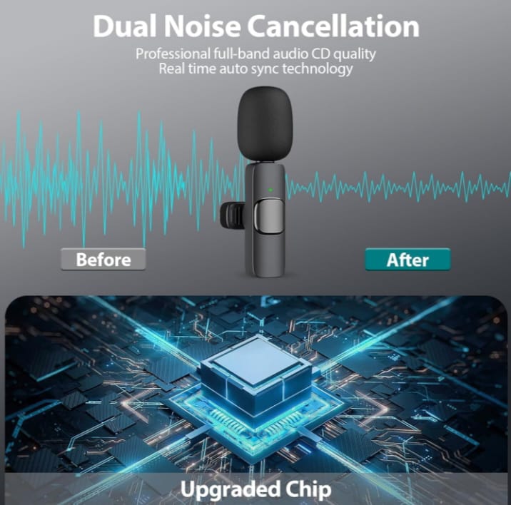 Dual Wireless Lavalier Microphone for All Smartphones | Noise Cancellation Dual Mic Set with Receiver for Recording Interviews, Vlogs, YouTube, Reels