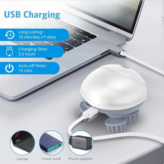 Electric Hair Massager Scalp | 96 Silicon Kneading Points with Detachable Heads | Head Massage Machine for Home