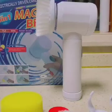 Multi-Functional Electric Cleaning Brush 5 in 1 Magic Power Scrubber Household Cleaning Tools Spin Scrubber with Buffer Polisher, for Bathroom, Shower, Tub, Kitchen Floor